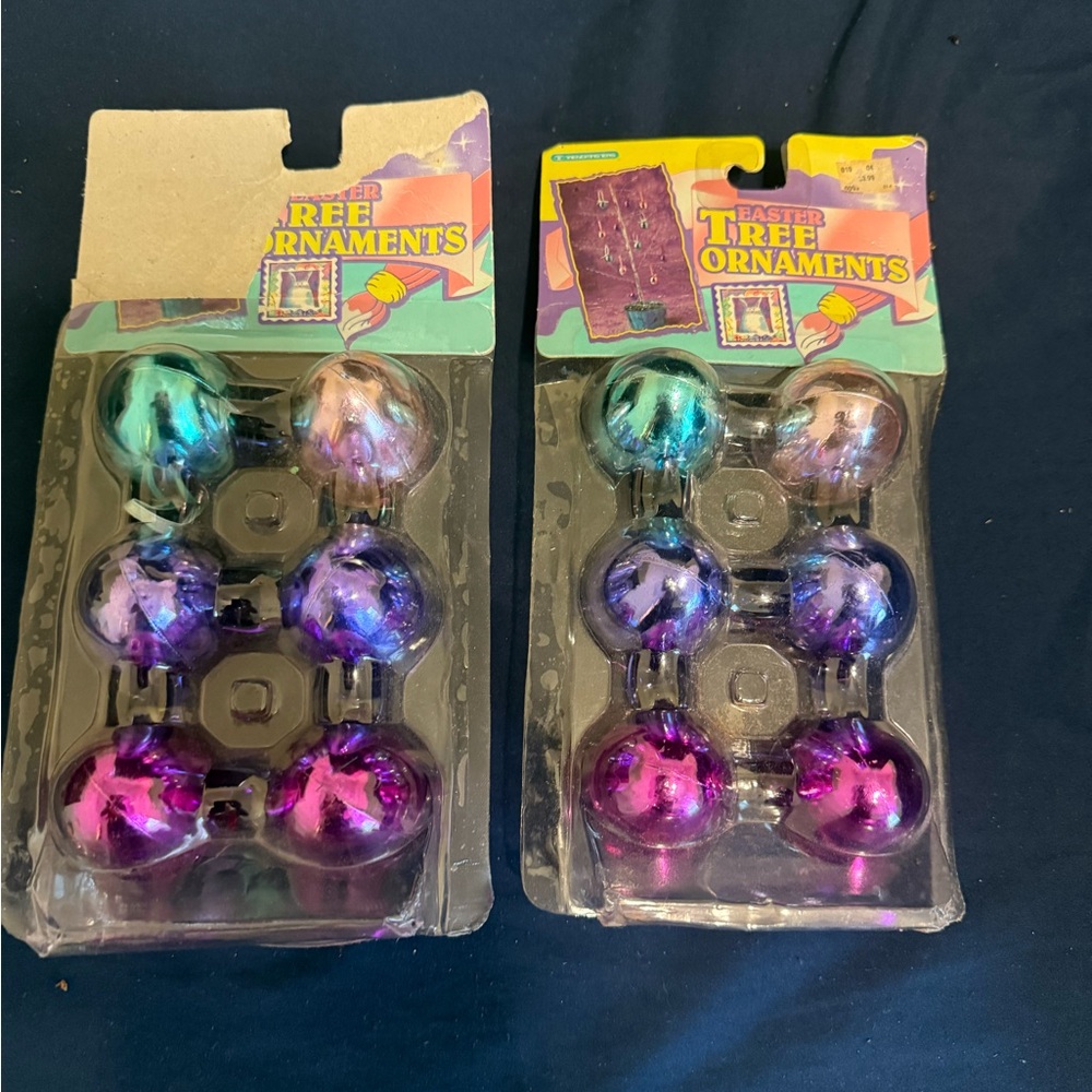 2 Packs Of 6 Metallic Mini Easter Egg Ornaments Trendmasters Vintage 1995 NOS